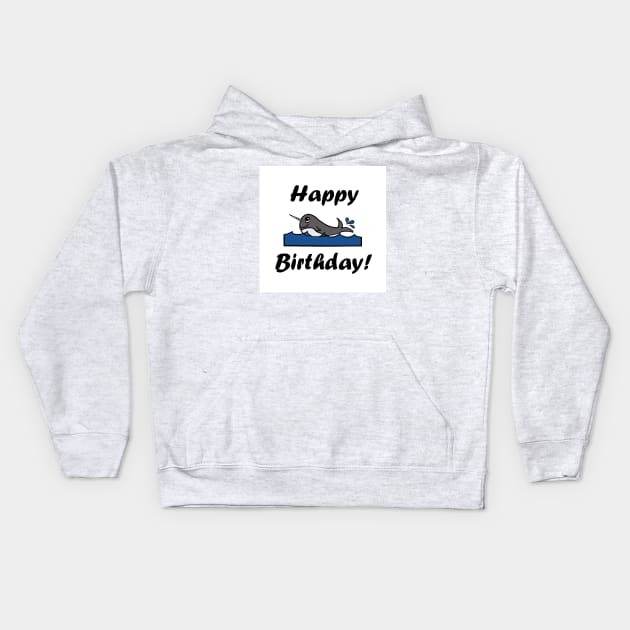 Birthday Narwhal Kids Hoodie by BlakCircleGirl